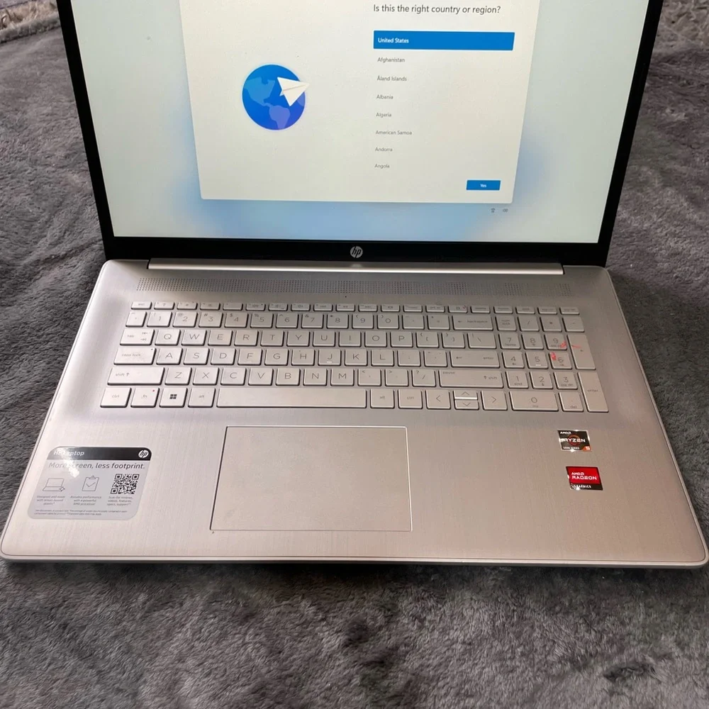 HP Silver Laptop with AMD Ryzen
